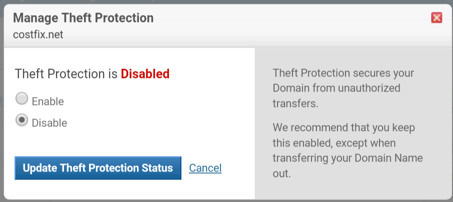 disable theft protection